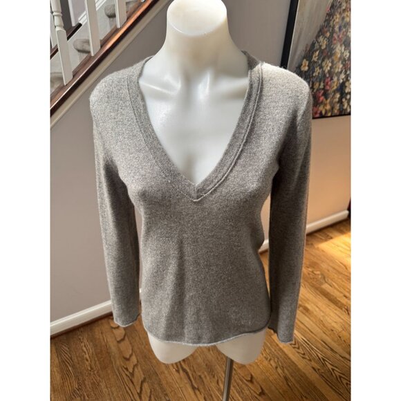 J Crew Di Lusso 100% Cashmere V Neck Sweater Grey Size XS - Picture 1 of 2